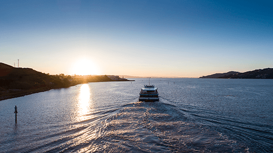 Ferry service in Marin County provides passengers with stunning views of the bay.
