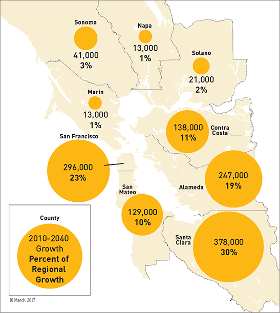 MAP 4.3 Employment growth by county.